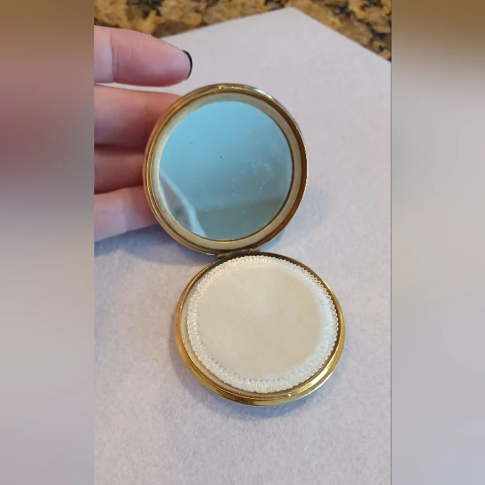 Vintage Damascene Knight Powder Mirror